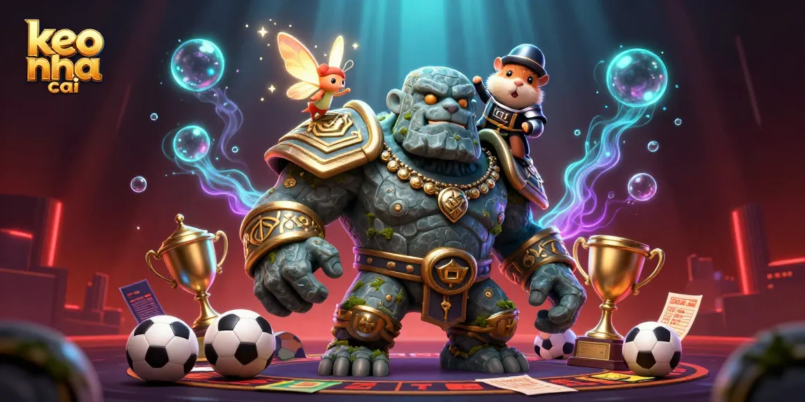 Engage in keo nha cai sports betting with colorful elements and magical characters in an animated casino scene.