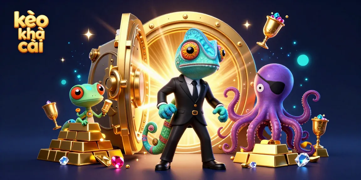Experience the lively world of kèo nhà cái with vibrant characters and gambling treasures in this rich illustration.