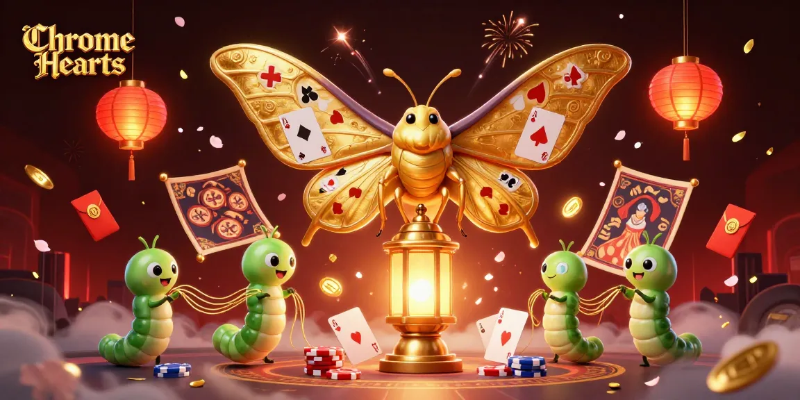 Elevate your gameplay with exclusive Chrome Hearts poker items featured in this vibrant casino scene.