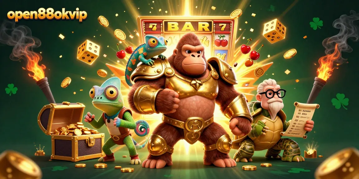 Experience exciting wins at open88okvip with a captivating 3D casino scene featuring dynamic characters and vibrant games.
