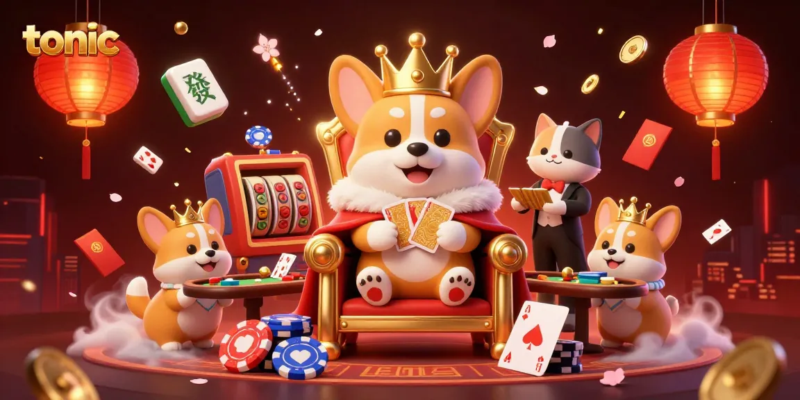 Experience thrilling casino gaming with tonic's royal corgi and vibrant elements