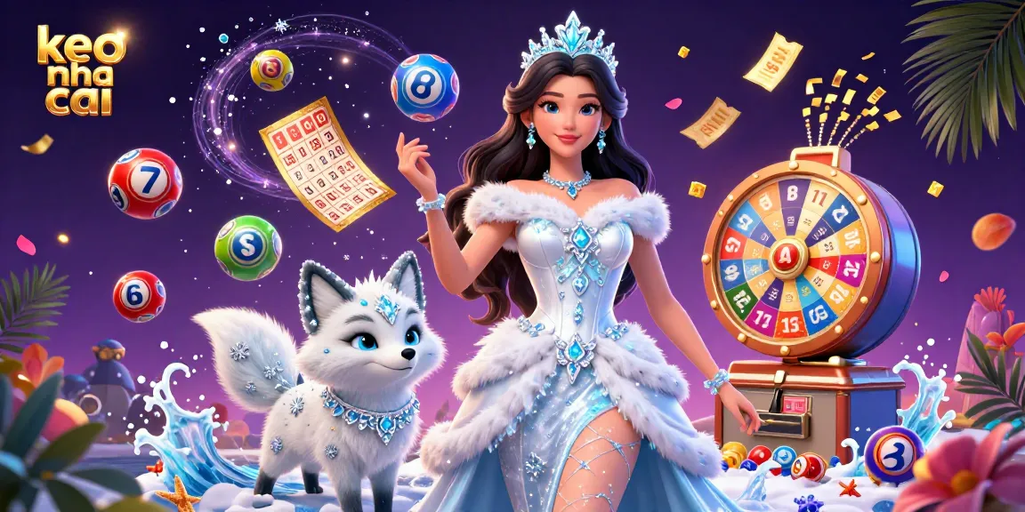Engage with keo nha cai by placing bets surrounded by vibrant lottery elements and an enchanting winter theme.