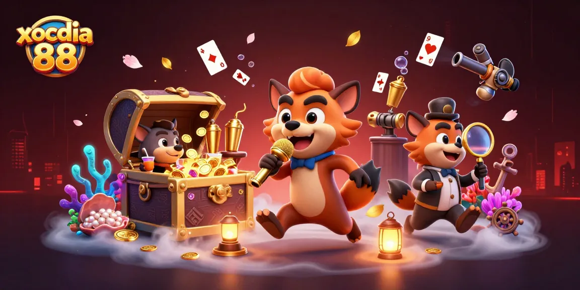 Xocdia 88 engages players with a vibrant casino atmosphere featuring hyenas in various roles.