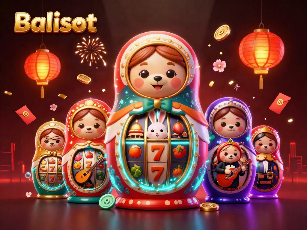 Engage with Balislot's vibrant 3D casino scene featuring animated characters and slot elements.