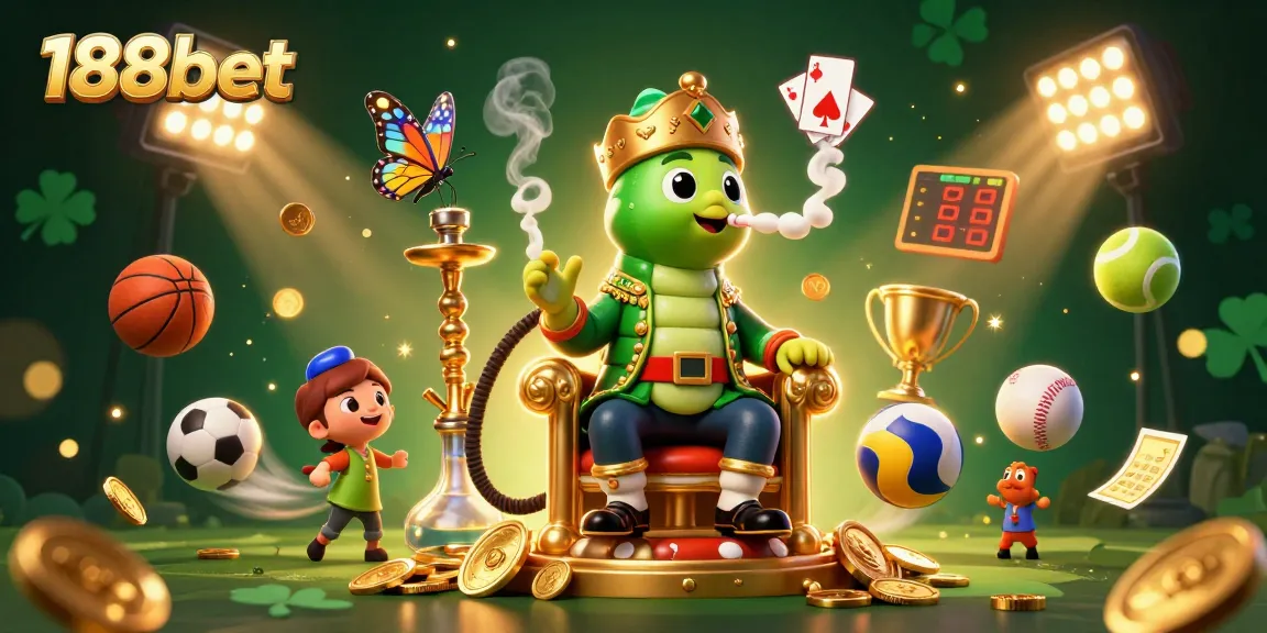 Experience thrilling betting action with 188bet featuring a vibrant 3D scene of a caterpillar master in a Turkish sultan outfit amidst dynamic sports elements.