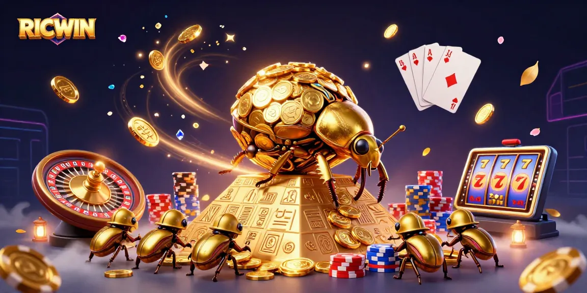 Spin to win with RICWIN's immersive casino adventure featuring golden beetles and treasures!