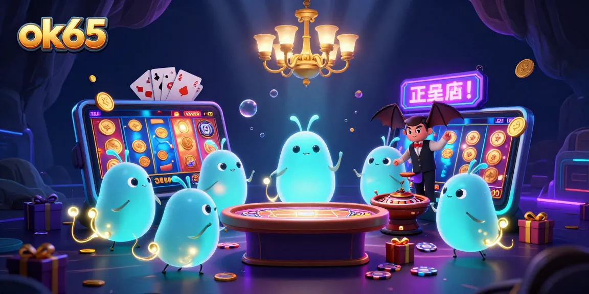 Spin to win with ok65 at a vibrant cave casino, illuminated by bioluminescent glowworms.