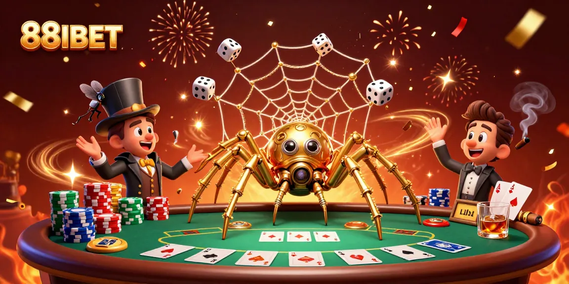 Experience thrilling gameplay with 88IBET in this dynamic casino-themed illustration.