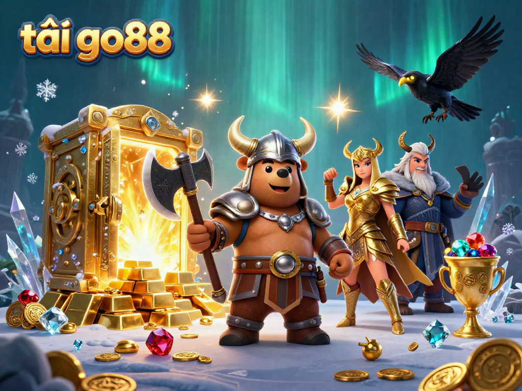 Experience the thrill of tải go88 with an epic 3D rendering of casino treasure and adventure.